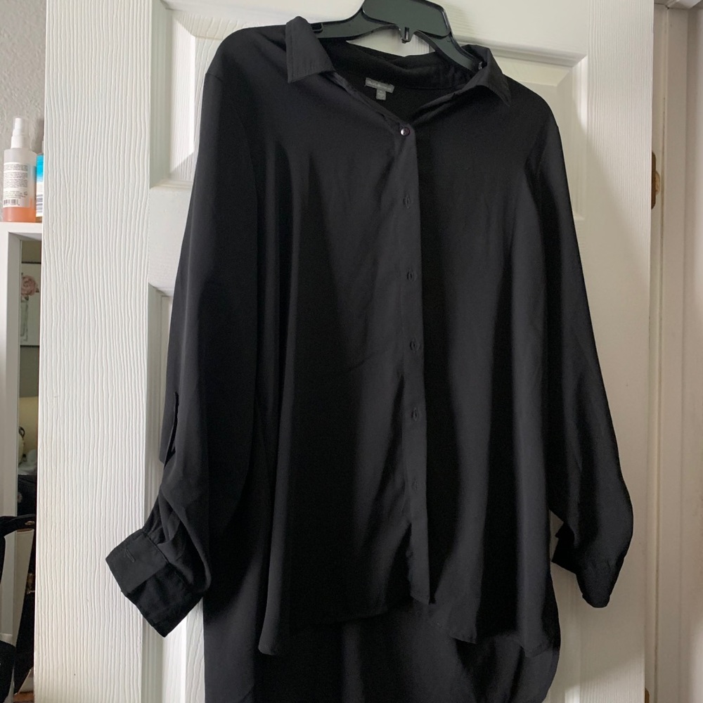 Womens Black Button Up with Floral Back